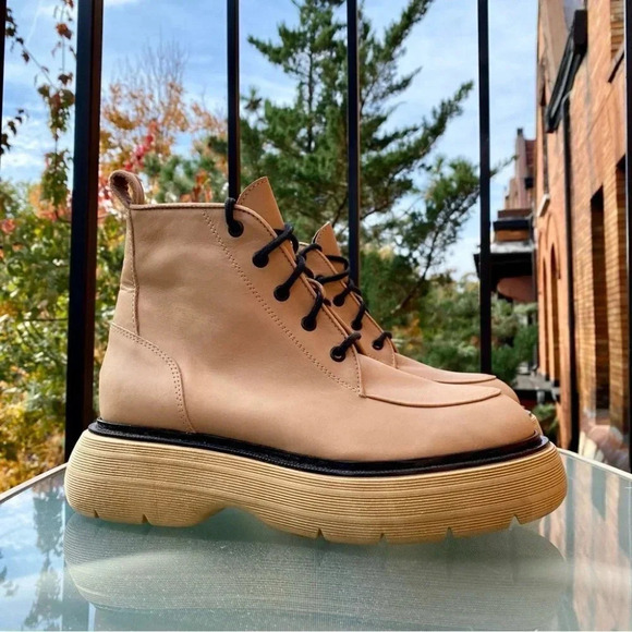 New Free People Platform Ankle Boots Shoes Mara Lace Up in Brown Tan Womens US 9 - Picture 11 of 13